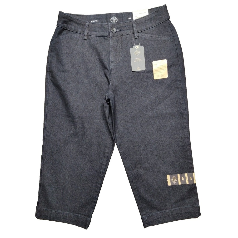 St Johns Bay Petite 4P Dark‎ Rinse Secretly Slender Denim Capri Pants NEW